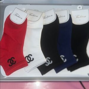 Woman’s Ankle Socks - Red, White, Black, Blue, and Black